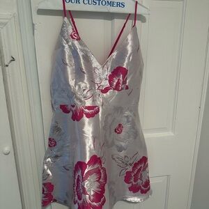 Lulu's Pink and Silver Floral Dress